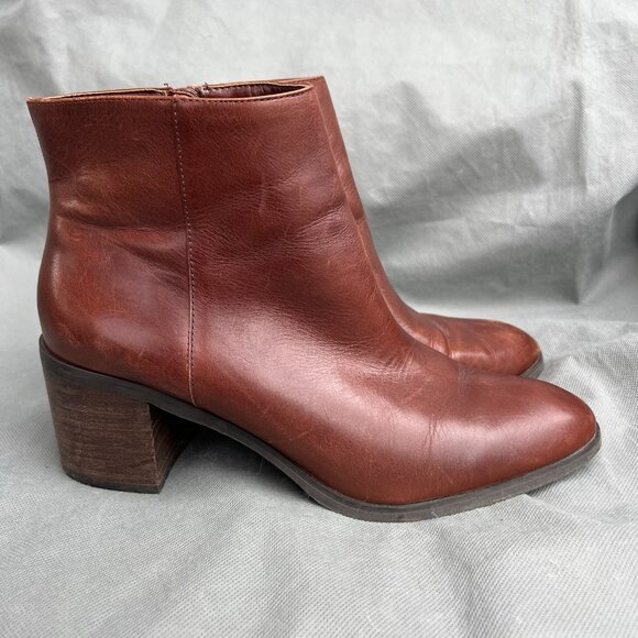 Enzo Angiolini Size 9.5 Ankle Boots Konak Shoes Leather Brown Red Jizelle - Picture 3 of 12
